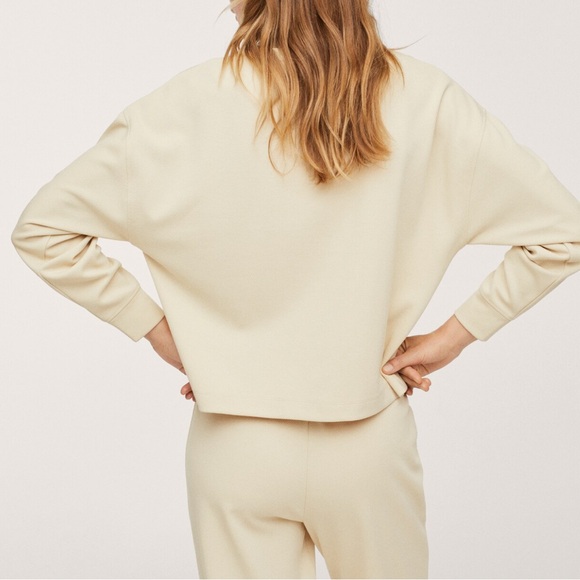 Mango MNG Oversized Textured Sweatshirt Beige Worn Once in Excellent Condition - Picture 2 of 10